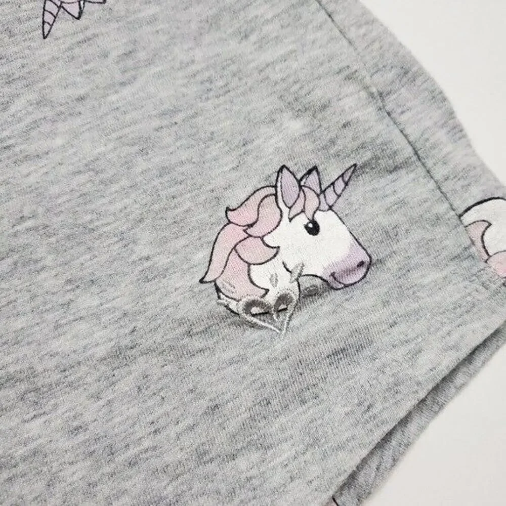 Justice Shirt Girls 10 Grey Unicorn Comfort Stretch Graphic Tee‎ All over Print